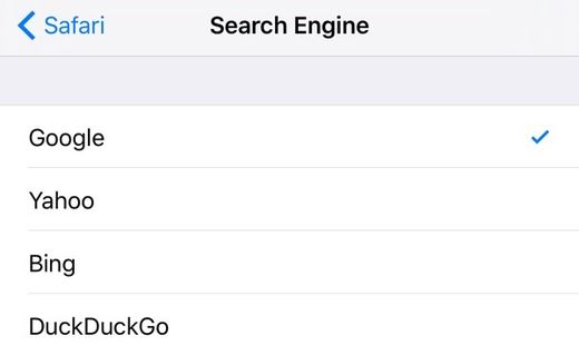 Lukativ für die Suchmaschinen: Die Grundeieinstellung der Suchmaschine für Safari auf iOS Geräte, Screenshot Applegerät Screenshot Applegerät