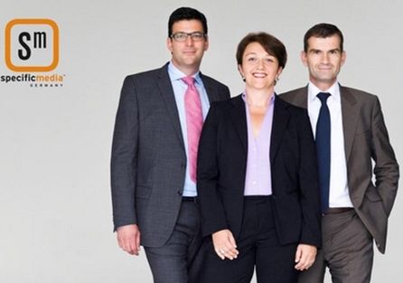 Das Management-Team von Specific Media Germany: (v.l.) Dariusch Hosseini (Commercial Director D A CH), Beate Hafeneder (Country Manager Germany) und Philippe Besnard (Managing Director Continental Europe)