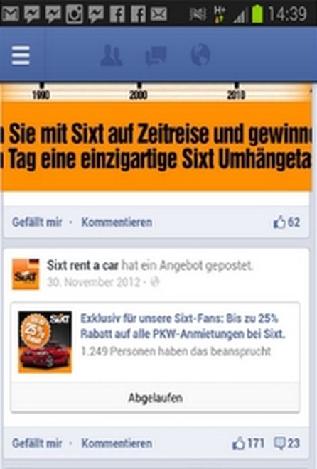 Über Facebook konnte man sofort die rabattierte Fahrt buchen.