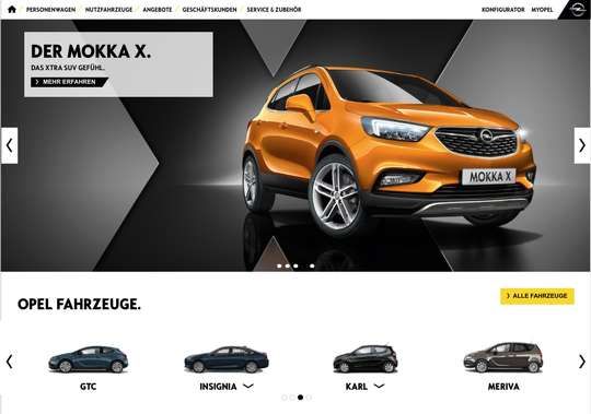 Screenshot opel.de Screenshot opel.de
