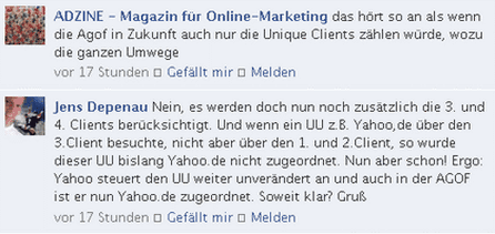 Auch auf der Facebook Seite von ADZINE wurde diskutiert, hier ein Auszug.