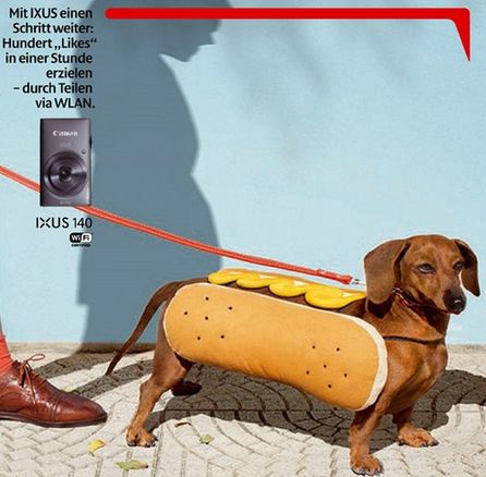Der "HotDog" aus der aktuellen Canon-Werbung. Mit Canon soll dieses Bild über WLan geteilt werden - egal an welchem Ort.