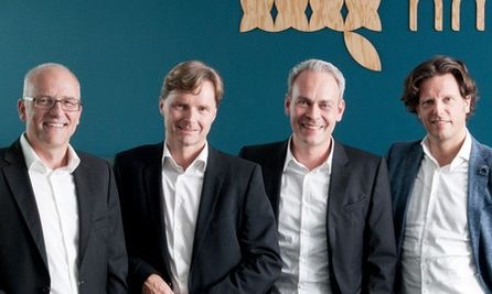 Stefan Messerknecht, Geschäftsführer und Sprecher von hmmh, Manfred Klaus Geschäftsführer und Sprecher von Plan.Net Gruppe, Björn Portillo ,Geschäftsführer von hmmh und Florian Haller, Hauptgeschäftsführer der Serviceplan Gruppe (v.l.n.r.).