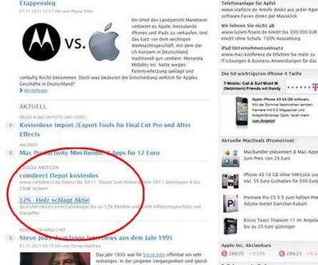 AdSense-Mimikry bei macnews.de