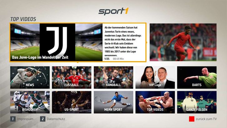 Auf dem HbbTV-Umfeld von Sport1 kann jetzt pesonalisierte Werbung ausgespielt werden., Quelle: Sport1 Quelle: Sport1