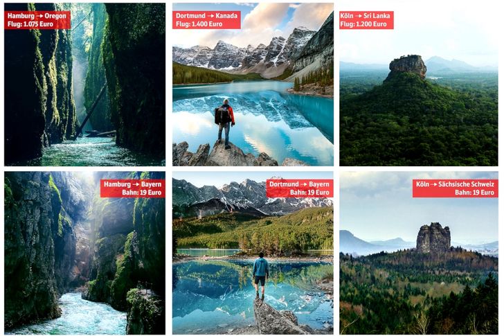 Motive aus der Kampagne "Spar Dir den Flug"., Bild: Deutsche Bahn Bild: Deutsche Bahn