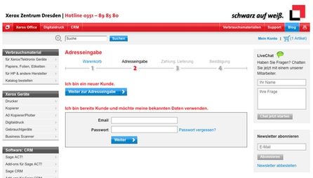 Optimierte Anmeldeseite für Neu- und Bestandskunden. Bild: m-pathy