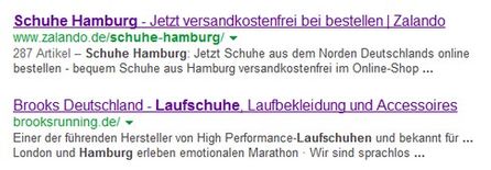 Zwei Shopergebnisse, die eigentlich nicht zur Suchanfrage passen