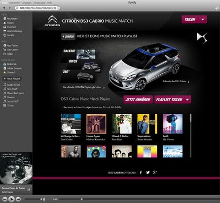 Spotify gewinnt Citroen für eine Brandingkampagne (Quelle: OMD)