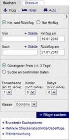 Teaser mit Konfigurator bei Lufthansa.de.