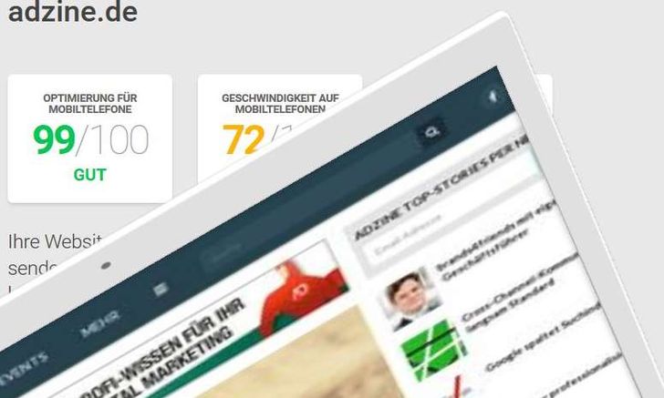 Screenshot: Testergebnis Adzine.de