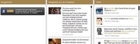 Ausschnitt der Germany's next Topmodel Connect-Webseite