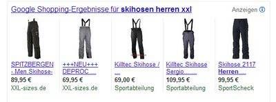 Screenshot: Google Shopping-Ergebnisse mit PLAs